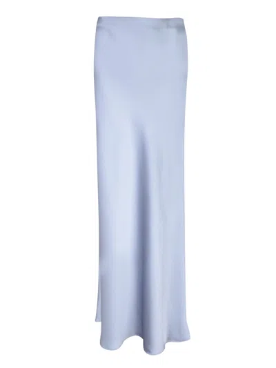 Blanca Vita Powder Satin Midi Long Skirt In Blue
