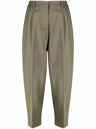 Blanca Vita Pressed-crease Cropped Trousers In Schwarz