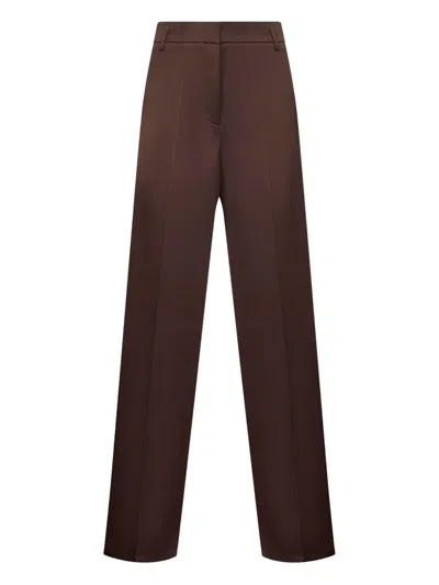 Blanca Vita Pressed-pleat Trousers In Brown