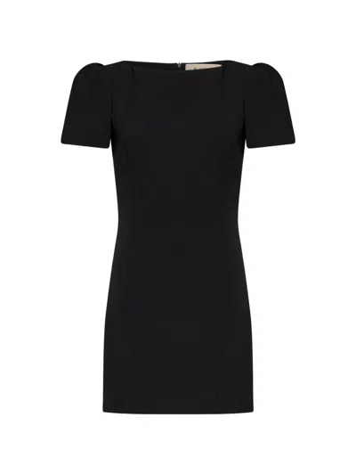 Blanca Vita Puff-sleeve Boat-neck Mini Dress In Black
