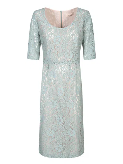 Blanca Vita Refined Lace Overlay Midi Dress In Green