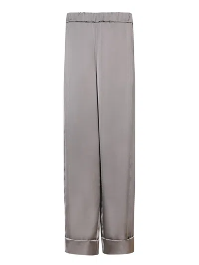 Blanca Vita Relaxed-fit Gray Trousers With Satin Finish In Grey