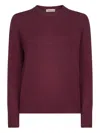 Blanca Vita Burgundy Virgin Wool Knit Crewneck Sweater In Red