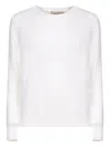 Blanca Vita White Virgin Wool Knit Crewneck Sweater In White