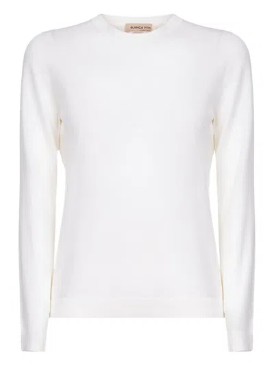 BLANCA VITA RIBBED CREW-NECK SWEATER