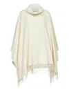 Blanca Vita White Wool And Cashmere Poncho In Neutral