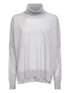 Blanca Vita Grey Virgin Wool Knit Oversized Turtleneck Sweater In Gray