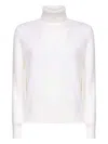 Blanca Vita White Lightweight Virgin Wool Knit Turtleneck Sweater In White