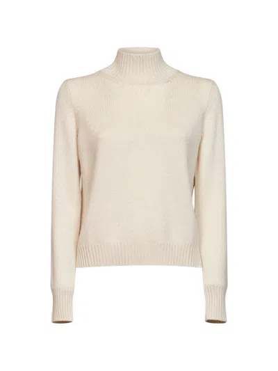 Blanca Vita Ribbed-knit Mock-neck Sweater In Neutral