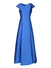 Blanca Vita Arnica Satin Flared Gown In Blue