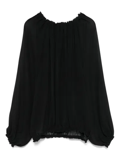 Blanca Vita Ruffle-trim Blouse In Black