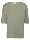Blanca Vita Sage Jersey Blouse With Deep V-neck In Green