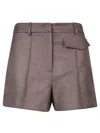 Blanca Vita Tailored High-waisted Shorts With Chic Pleat Detail And Comfortable Stretch Blend In Brown