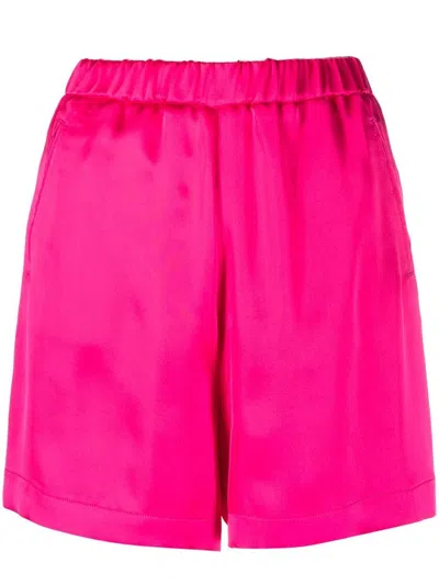 Blanca Vita Salixraso High-waisted Satin Shorts In Fuxia
