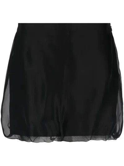 Blanca Vita Satin-finish Silk Miniskirt In Black