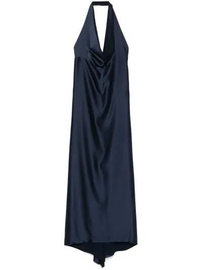 Blanca Vita Satin Maxi Dress In Blue