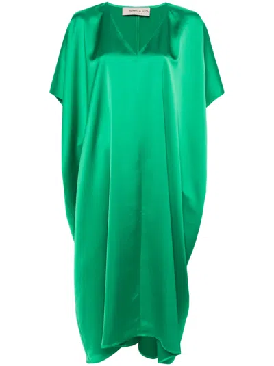 Blanca Vita Satin Shift Midi Dress In 绿色