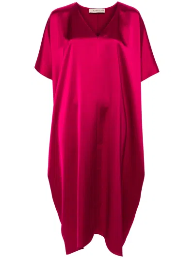 Blanca Vita Satin Shift Midi Dress In Red