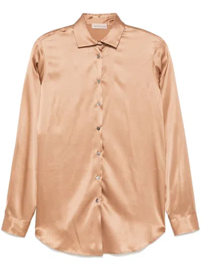 Blanca Vita Satin Shirt In Brown