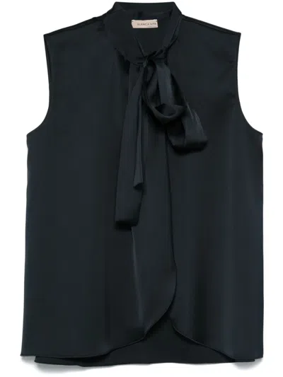 Blanca Vita Satin Top In Blue