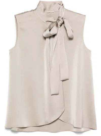Blanca Vita Satin Top In Grey