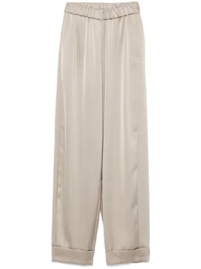 Blanca Vita Satin Trousers In Neutrals
