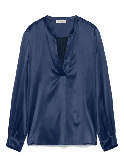 Blanca Vita Satined Blouse In Blue