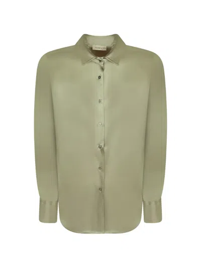 Blanca Vita Satin-finish Button-up Shirt In Green
