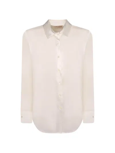 Blanca Vita Satin-finish Button-up Shirt In White