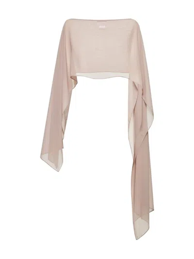 Blanca Vita Selce Boat-neck Asymmetric Scarf In Neutral