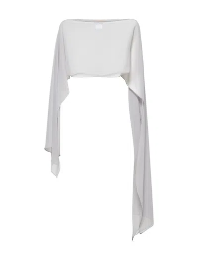 Blanca Vita Selce Boat-neck Asymmetric Scarf In Black