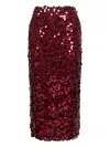 Blanca Vita Burgundy Sequins Gralis Midi Pencil Skirt In Burgundy