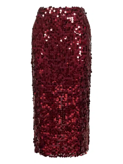 BLANCA VITA SEQUIN-EMBROIDERED MIDI SKIRT