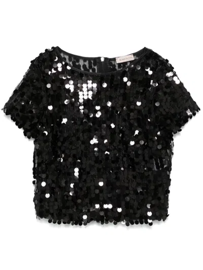 Blanca Vita Sequinned Top In Black