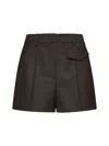Blanca Vita Salicaria Pleated Mid-rise Shorts In Brown
