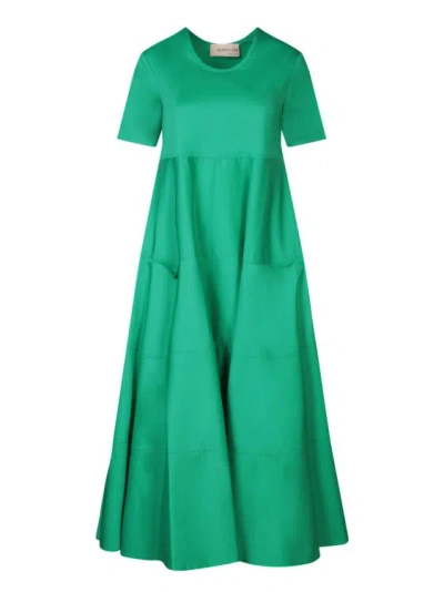Blanca Vita Short Sleeve Dress In Poplin Fabric In Green