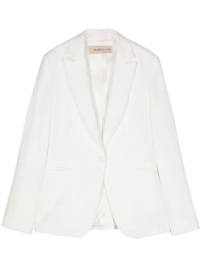 Blanca Vita Single-breasted Twill Blazer In White