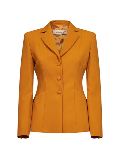 Blanca Vita Single-breasted Fitted Jacket In Yellow