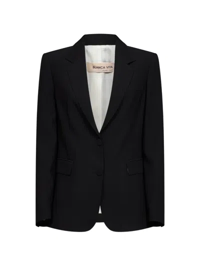 Blanca Vita Single-breasted Structured-shoulder Blazer In Black