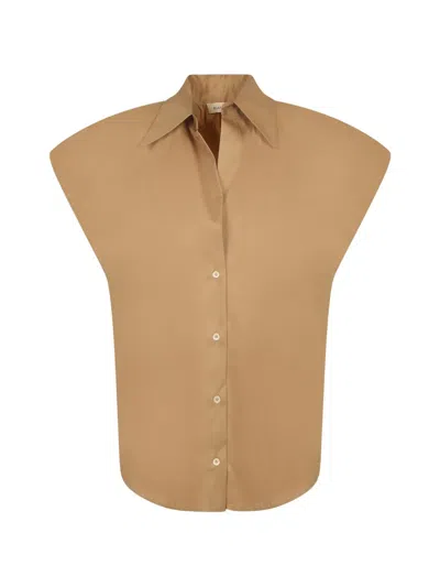 Blanca Vita Sleeveless Cap-shoulder Shirt In Brown