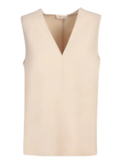 Blanca Vita Sleeveless Top With Deep V-neckline In Neutral