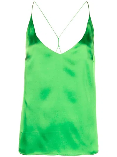 Blanca Vita Spaghetti-strap Satin Camisole In Green