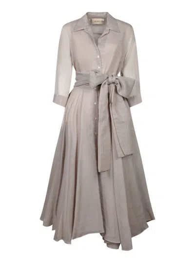 Blanca Vita Striped Shirt Dress In Lightweight Pure Silk In Neutral