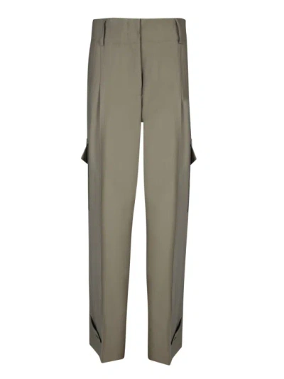 Blanca Vita Structured Viscose Twill Trousers In Green