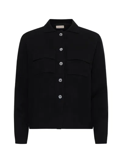 Blanca Vita Black Wool, Viscose And Cashmere Knit Jacket