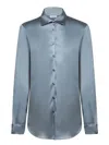 Blanca Vita Tailored Blue Silk Shirt With Structured Collar In Blue