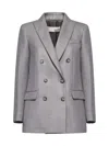 Blanca Vita Taupe Gabardine Gloxy Double-breasted Blazer In Gray