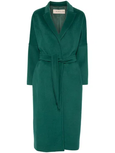 Blanca Vita Textured Coat In Green