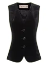 Blanca Vita Onyx Stretch Velvet Galky Vest In Black