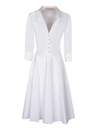 Blanca Vita Three-quarter Sleeve Dress In White